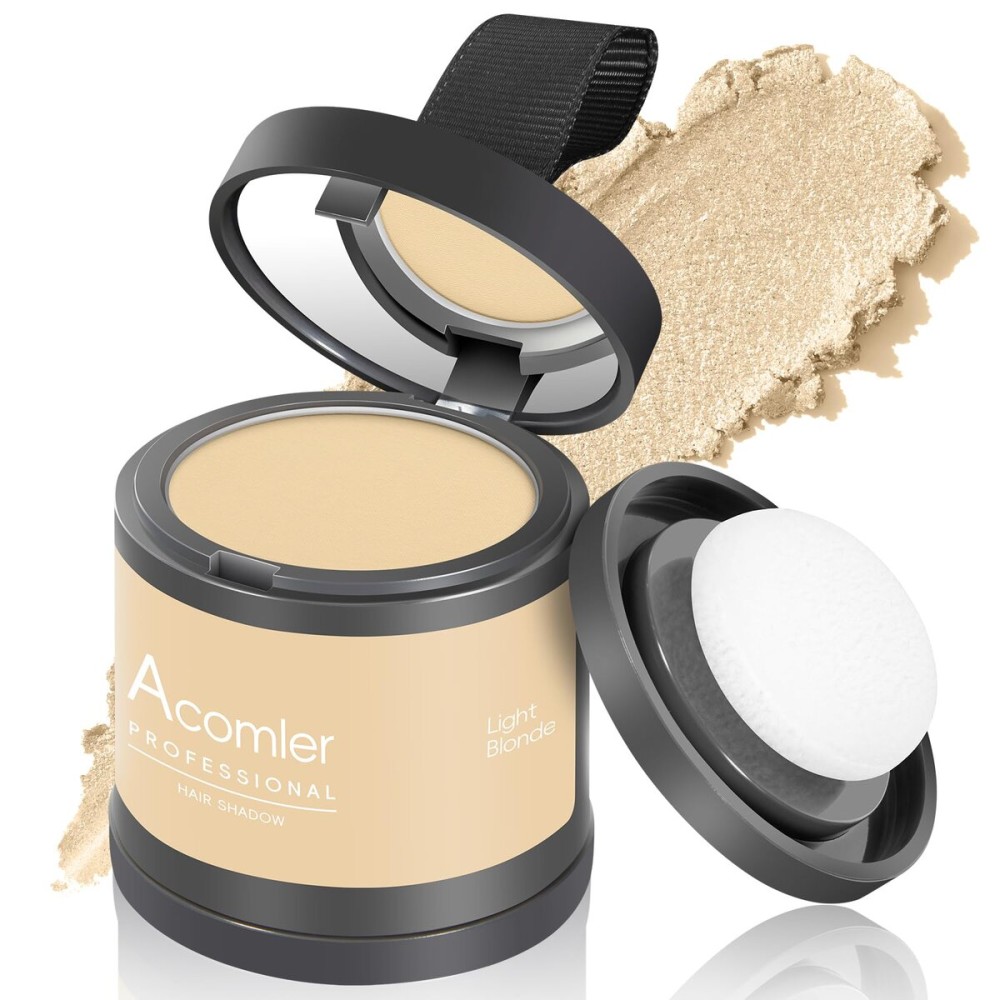 Acomler Instantly Root Cover Up Hairline Shadow Powder, 0.35 Ounce Root Touch Up Hair Color, Gray Hair Coverage Concealing, Hair Powder for Women Men with Eyebrows,Beard Line,Bald Spots (Light Blonde)