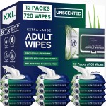 OPTEEL Adult Wipes For Elderly - 8x13 Extra Large & Soft Wet Wipes for Adults Bathing - Incontinence Disposable Washcloths, Vitamin E & Aloe Infused for Men & Women 720ct (12 Packs of 60)