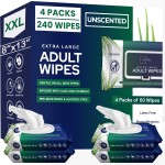 OPTEEL Adult Wipes For Elderly - 8x13 Extra Large & Soft Wet Wipes for Adults Bathing - Incontinence Disposable Washcloths, Vitamin E & Aloe Infused for Men & Women 240ct (4 Packs of 60)