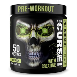 JNX SPORTS The Curse! Pre Workout Powder for Men & Women, Caffeine, Beta-Alanine, Creatine, L-Citrulline, 50 Servings, Sweet Melon Flavor - Boost Energy, Strength & Focus