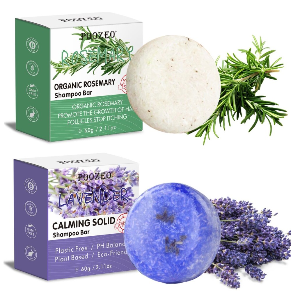 DBEAUTYM 2 Pack Rosemary Lavender Hair Shampoo Bar,Deep Cleansing for Scalp Hair Loss Shampoo Soap,Organic Shampoo Oil Control for Hair Growth,Refreshing and Hydrating Bar,Gifts for Women Men