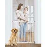 InnoTruth 29-39.6Baby Gate for Stairs,36 Extra Tall Dog Gate for The House,Dual-Lock Safety and One Hand Opening Design,Kid Gate for Doorways,Kitchen,Room,Wall-Friendly Pressure Mounted, Pure White