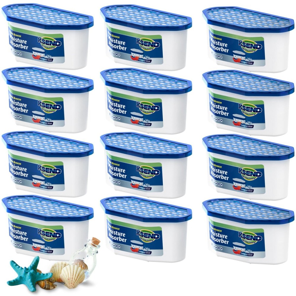 Ksend Moisture Absorbers, 12 Pack, Compact Dehumidifier for Closet, Efficient Humidity Absorber Boxes, Moisture Absorber for Closet, Odor Eliminator with Ocean Fragrance, Navy Blue, 6.4oz, 300ml