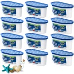 Ksend Moisture Absorbers, 12 Pack, Compact Dehumidifier for Closet, Efficient Humidity Absorber Boxes, Moisture Absorber for Closet, Odor Eliminator with Ocean Fragrance, Navy Blue, 6.4oz, 300ml