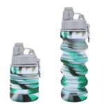MAKERSLAND Collapsible Water Bottle for Adults, Boys, Students, Kids, Reusable Silicone Foldable Water Bottles for Travel Camping Hiking, Portable Sports Water Bottle, Gray & Green