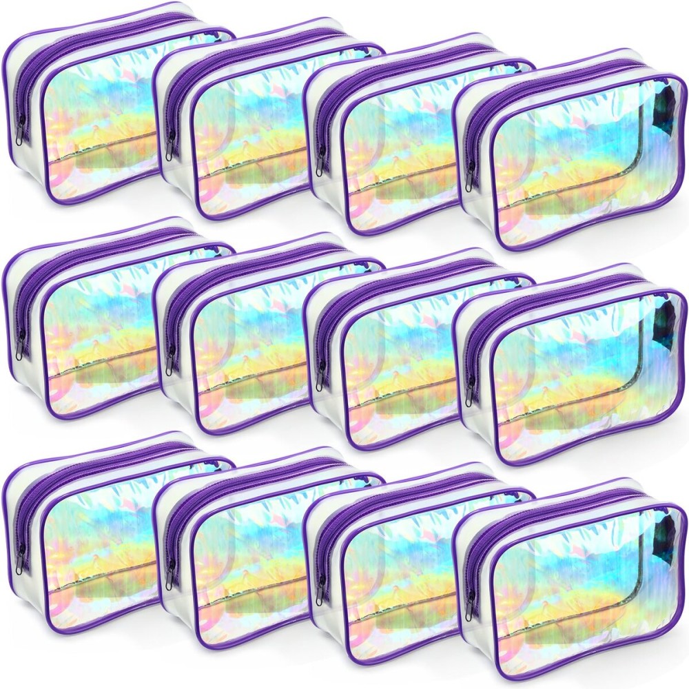 Weewooday 12 Pieces Clear Makeup Bags Cosmetic Storage Bags PVC Zipper Pouches Travel Waterproof Makeup Plastic Case for Women Organizing Toiletries Traveling Bathroom