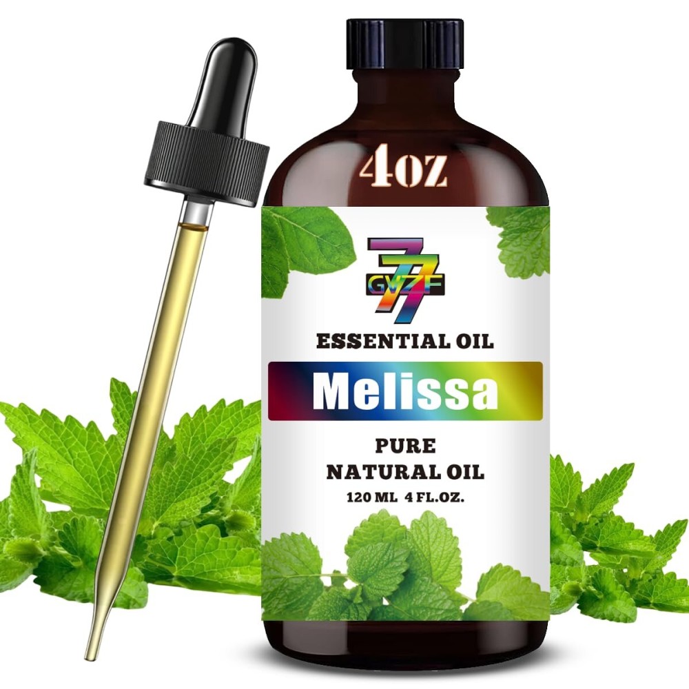 Melissa Essential Oil (4 oz/120 ml) - Melissa Oils for Aromatherapy, diffusers, humidifiers, Home fragrances, DIY Skincare, soap Making, DIY Candle Making, Relaxation, Yoga, and Meditation
