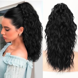 ORSUNCER Ponytail Extension 18 Curly Pony Tail Clip in Claw Ponytail Fluffy Natural Looking Synthetic Hairpiece for Women