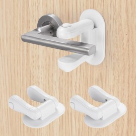 Inaya Door Lever Lock (2 Pack) - Child Proof Handle Locks, 3M Adhesive & Easy Installation for Home, Baby-Proof Locks for Kids Safety, Compatible with standard doors