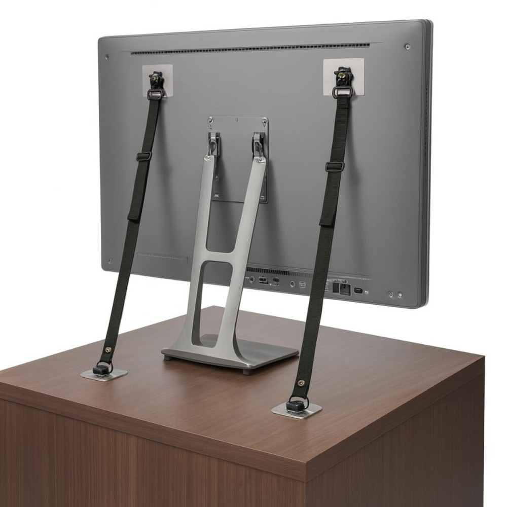 TV Safety Straps - Anti-Tip Furniture Straps for Baby Proofing - Adhesive Non Drill TV Straps Safety for Flat Screen - Adjustable Earthquake Straps - Wall Furniture Anchors for Baby Proofing