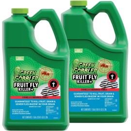 Green Gobbler Fruit Fly Killer+ - Kills Fruit Flies, Drain Flies & Sewer Flies, Gel Treatment For Use in Sinks & Pipes - Safe for Septic Systems (2 PACK)
