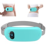 Portable Heating Pad for Cramps, Upgrade Cordless Electric Period Fast Heating Pad for Back Pain Relief Menstrual Belt 6 Heat 6 Massage Modes Gifts for Women Girls Her Girlfriend Light Blue
