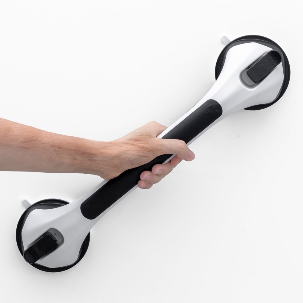 LEVERLOC Grab Bars for Bathtubs and Showers, Shower Handle 17 Inch Strong Suction Bath Handrails, Safety Grip for Bathroom Chair, Bathroom Grab Bar for Senior No Drilling Waterproof,Black