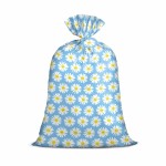 Loveinside Jumbo Large Plastic Gift Bag, Floral Design Plastic Bag with Tag and Tie for Birthday, Mother\'s Day, Wedding - 56 x 36, 1 Pcs - Light Blue Smiley Daisy