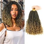 Goddess Box Braids Crochet Hair With Curly Ends 8 Inch Bohomian Box Braids Crochet Braids 8 Packs 3X Crochet Braids Synthetic Braiding Hair Extension for Black Women (8 Inch (Pack of 8), T27)