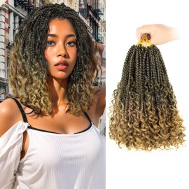 Goddess Box Braids Crochet Hair With Curly Ends 8 Inch Bohomian Box Braids Crochet Braids 8 Packs 3X Crochet Braids Synthetic Braiding Hair Extension for Black Women (8 Inch (Pack of 8), T27)
