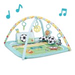 Bright Starts Grip & Kick Oball Activity Gym, Soccer Theme with Easy-Grasp Baby Toys, Baby Play Gym, Kick Pad with Activated Lights & Tummy Time Pillow, Unisex, Newborn+