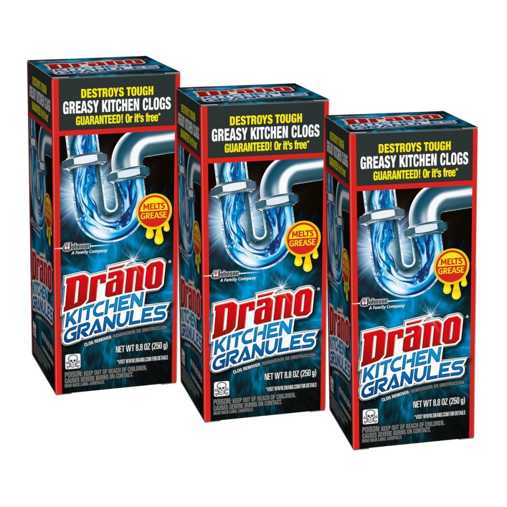 Drano Kitchen Granules Clog Remover, 8.8 oz (Pack of 3)