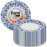 PAMI Heavy-Duty Disposable Small Round Paper Dishes | Microwave-Safe, Oil, Water & Cut Resistant (7 Inch Plate 50 Blue)