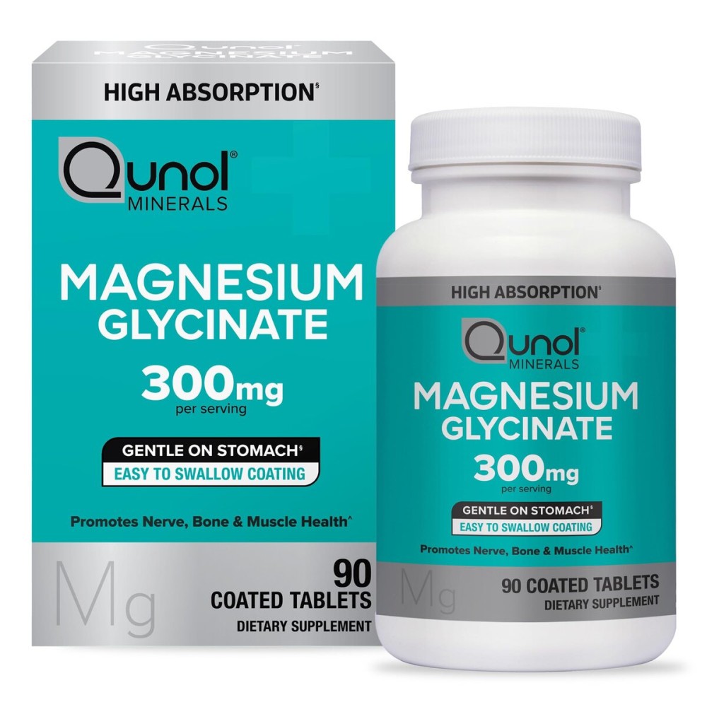 Qunol Magnesium Glycinate 300mg, 100% Glycinate Chelated Magnesium Supplement, 90ct Tablets