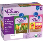 Plum Organics Variety Pack, 6+ Months - Organic Fruit & Veggie Baby Food Pouches - Pear + Pea with Spinach & Strawberry, Banana + Granola - 4 oz Pouch (Pack of 8)