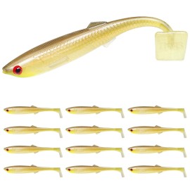 TRUSCEND Hand-Painted Soft Fishing Lures 12PCS, Paddle Tail Swimbaits, Fishing Lures for Bass Trout Crappie Walleye, Durable Plastic Bait for Bass Fishing, Shad Fishing Bait for Freshwater Saltwater