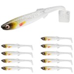 TRUSCEND Hand-Painted Soft Fishing Lures 10PCS, Paddle Tail Swimbaits, Fishing Lures for Bass Trout Crappie Walleye, Durable Plastic Bait for Bass Fishing, Shad Fishing Bait for Freshwater Saltwater