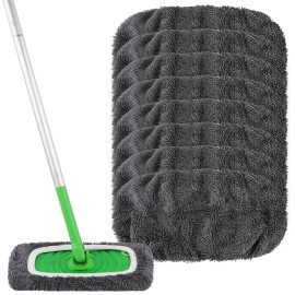 HOMEXCEL Reusable Microfiber Mop Pads Compatible with Swiffer Sweeper-8 Pack Washable Wet Pad Refills for Wet & Dry Use,Floor-Grey Cleaning Mop Head Pads Refills for Household Cleaning,Grey