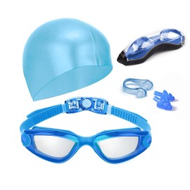 Hurdilen Swim Goggles Swimming Goggles No Leaking with Nose Clip, Earplugs, Swim Cap and Case for Men Women