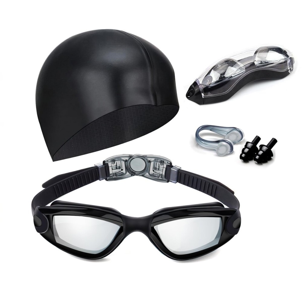 Hurdilen Swim Goggles Swimming Goggles No Leaking with Nose Clip, Earplugs, Swim Cap and Case for Men Women