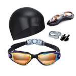 Hurdilen Swim Goggles Swimming Goggles No Leaking with Nose Clip, Earplugs, Swim Cap and Case for Men Women
