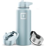 IRON FLASK Camping & Hiking Hydration Flask with Straw, Wide Mouth Insulated Stainless Steel Sports Water Bottle - 32 oz Morning Mist