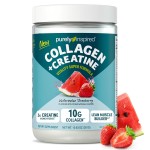 Purely Inspired Collagen and Creatine Powder, Watermelon Strawberry - 10g Collagen & 3g Creatine Builds Lean Muscle - Flavored Drink Mix with Key Electrolytes - Gluten-Free & Zero Sugar