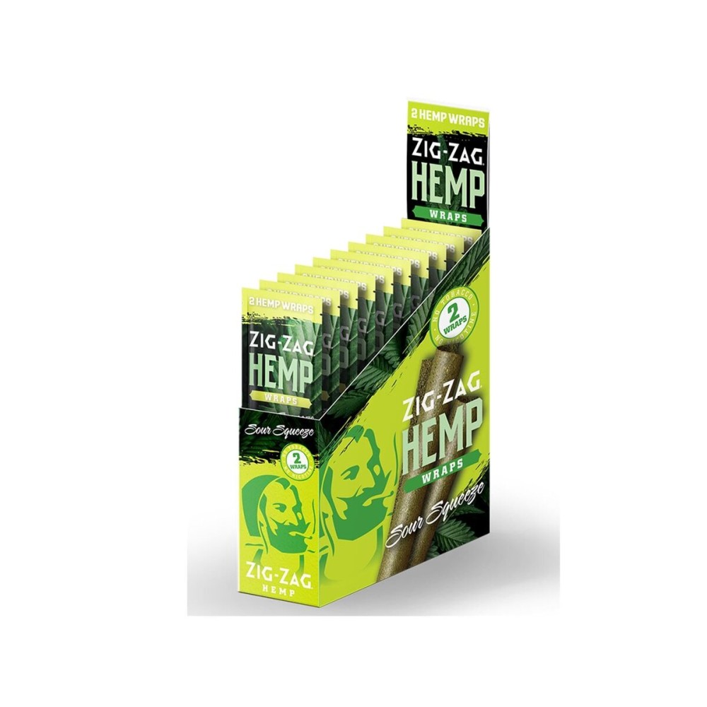 ZIG-ZAG Hemp Wraps 25-Pack - Sour Squeeze (2 Wraps Per Pack) 100% Natural, Slow-Burning Hemp Wraps