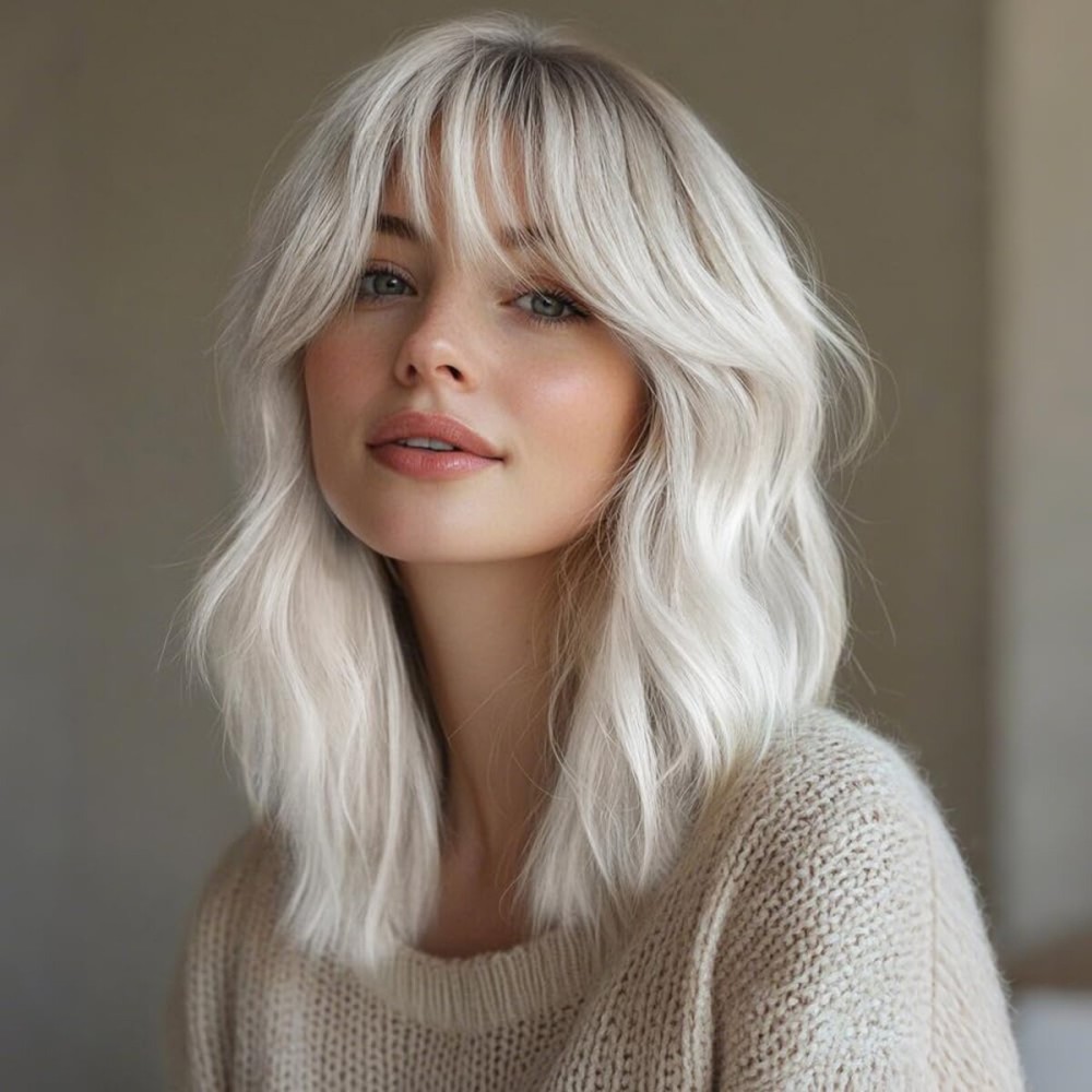 Ucubb Short Curly Wigs with Bangs for Women 14 Inches Wavy Bob Wig Synthetic Heat Resistant Fiber Wigs (R4-1001)