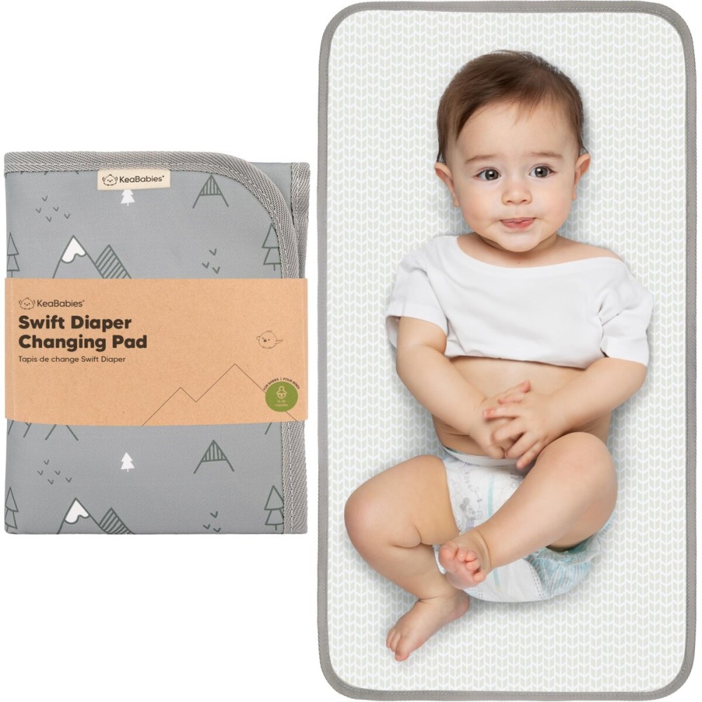 KeaBabies Portable Diaper Changing Pad, Easy Wipe Clean - Foldable Waterproof Baby Changing Mat for Diaper Bag, Compact, Lightweight, 25x13 Newborn, Infant, Baby Changer Travel Essential (Woodland)