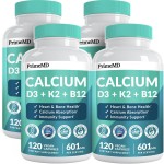 4-in-1 Calcium Supplements for Women and Men - Calcium with Vitamin D3 K2 5000 IU Supplement, 601mg per Serving for Heart, Bones & Body Defenses - Gluten-Free, Vegan-Friendly (480 ct)