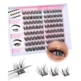 JIMIRE Manga Self Adhesive Eyelashes Natural Look 11-13MM Wispy Pre Glued Lashes Clusters Anime Press on Lash Clusters Reusable Self Adhesive Eyelash Clusters Quick to Wear