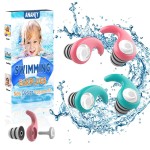 Waterproof Swimming Ear Plugs for Kids - 2 Pairs of Reusable Soft Silicone Swim Earplugs,Ear Protection for Children (4-12 Years Old) - Ideal for Surfing, Diving, Pool, Showering, and Water Sports