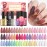 Lavender Violets 30pcs Gel Nail Polish Set 27 Shiny Candy Colors with Base and Glossy & Matte Top Coat for Home Nail Art Design DIY Gift Set C974