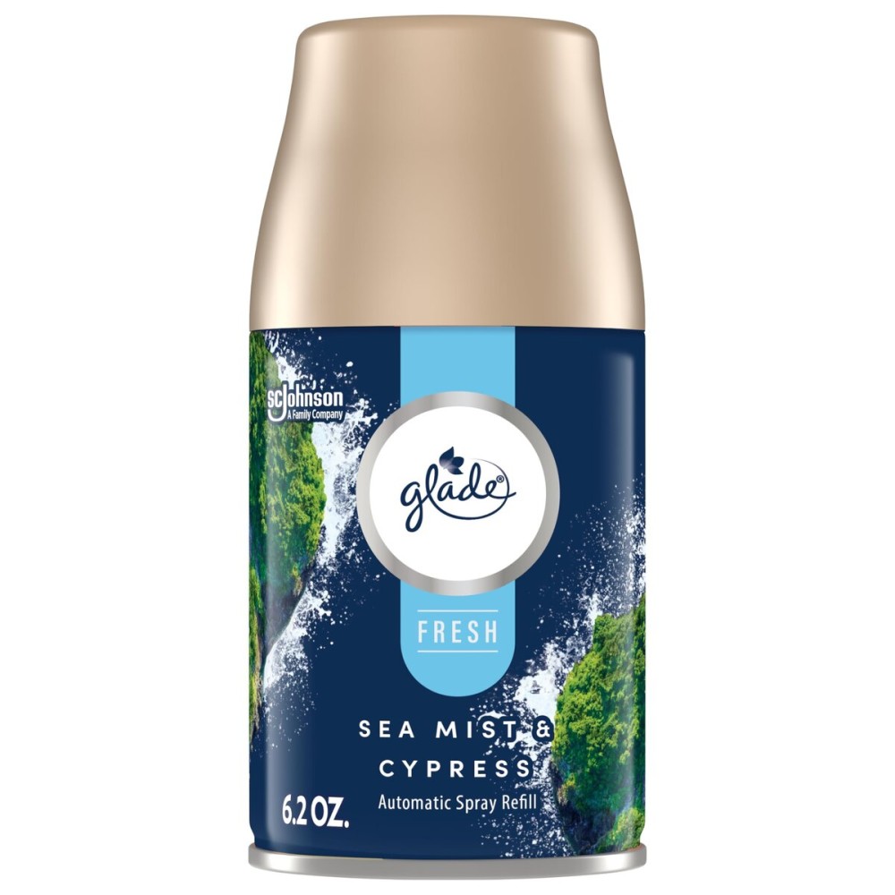 Glade Automatic Spray Refill, Sea Mist & Cypress, Scented Air Freshener for Home and Bathroom, 6.2 Oz