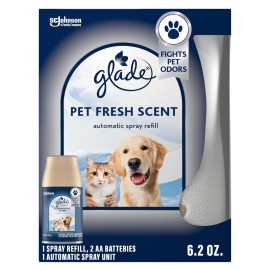 Glade Automatic Spray Refill Starter Kit, Pet Fresh Scent, Scented Air Freshener for Home and Bathroom, 6.2 Oz, 1 Holder + 1 Refill
