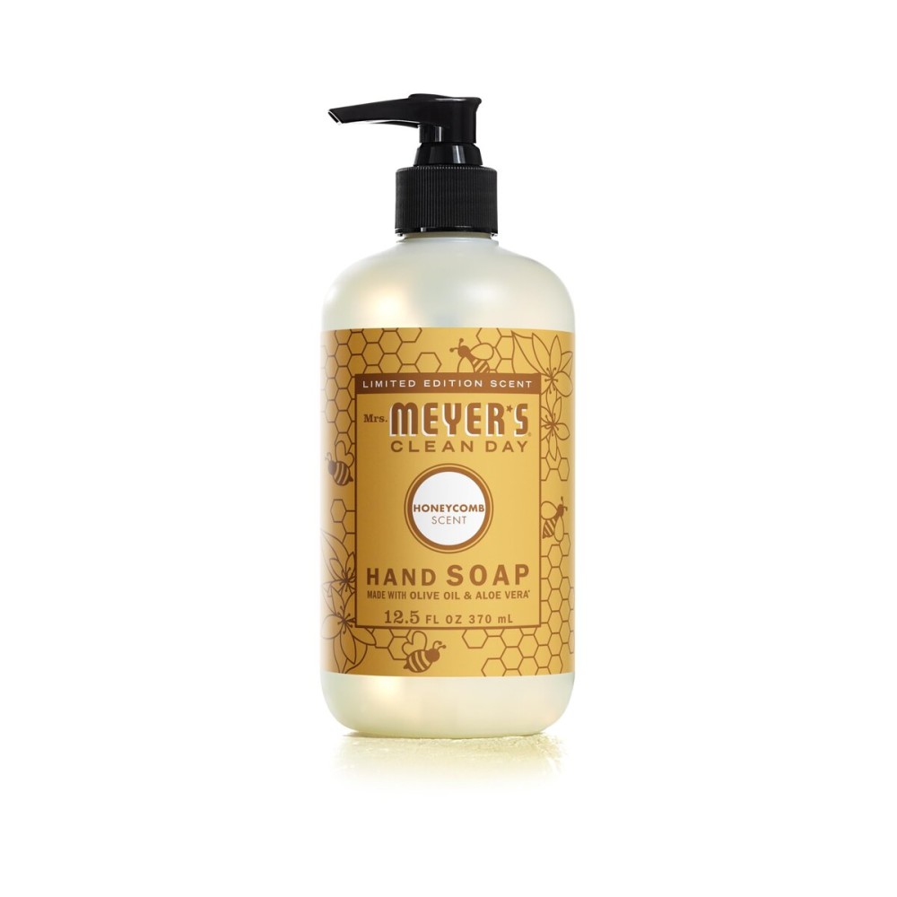 Mrs. MEYER\'S CLEAN DAY Liquid Hand Soap, Cruelty Free, Hand Wash Formula Made with Essential Oils, Honeycomb Scent, 12.5 Ounce Bottle