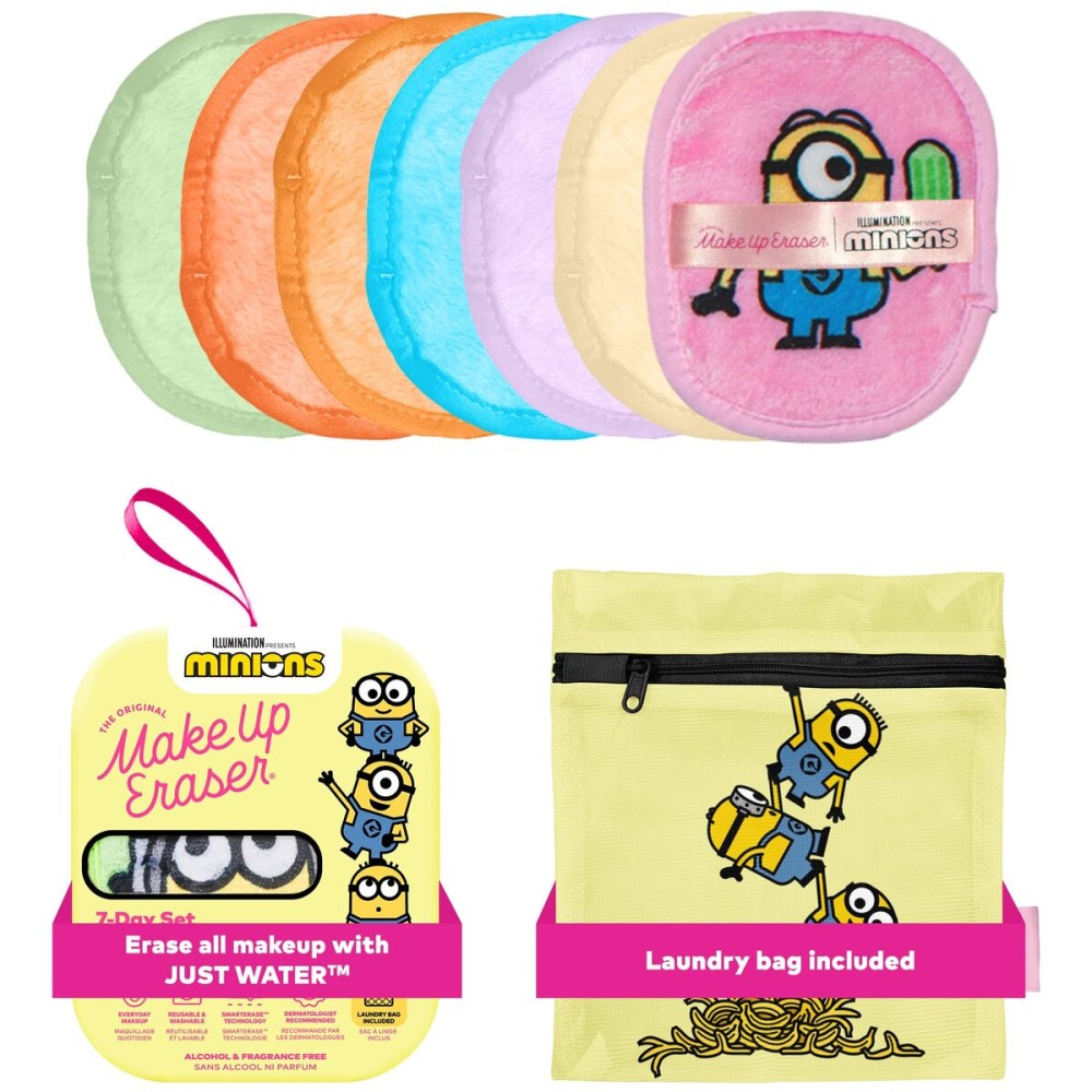 The Original Makeup Eraser 7-Day Set, Erase All Makeup with Just Water, Including Waterproof Mascara, Eyeliner, Foundation, Lipstick, Sunscreen, and More! (Minions), 7ct.