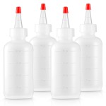 Bar5F 4-Pack Soft Squeeze Hair Applicator Bottle for Hair Treatment, Scalp Oil, Root, Color, 4 Ounce Translucent with Measuring Scale and Cap, BPA Free | Set of Bulk