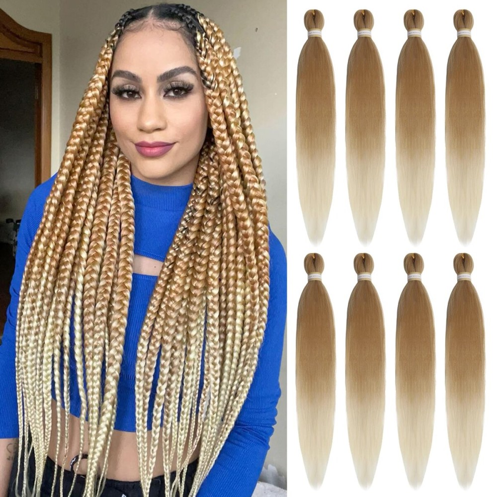 Beyond Beauty Braiding Hair pre stretched, Braids Synthetic Fiber Ombre Yaki Texture, Natural Easy Twist Braids Crochet Hair Hot Water Setting hair extensions(T27/613)