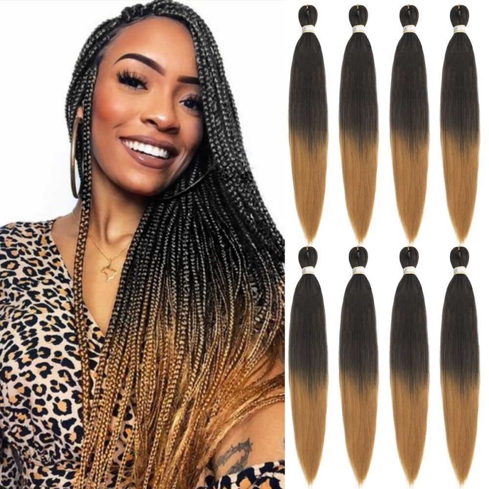 Beyond Beauty Braiding Hair pre stretched, Braids Synthetic Fiber Ombre Yaki Texture, Natural Easy Twist Braids Crochet Hair Hot Water Setting hair extensions