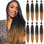 Beyond Beauty Braiding Hair pre stretched, Braids Synthetic Fiber Ombre Yaki Texture, Natural Easy Twist Braids Crochet Hair Hot Water Setting hair extensions