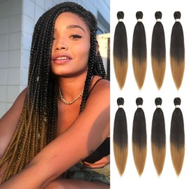 Beyond Beauty Braiding Hair pre stretched, Braids Synthetic Fiber Ombre Yaki Texture, Natural Easy Twist Braids Crochet Hair Hot Water Setting hair extensions