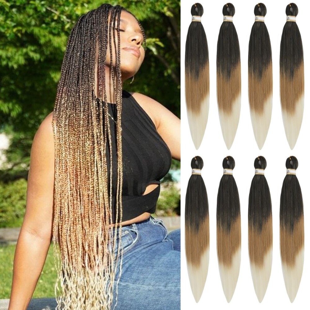 Beyond Beauty Braiding Hair pre stretched, Braids Synthetic Fiber Ombre Yaki Texture, Natural Easy Twist Braids Crochet Hair Hot Water Setting hair extensions